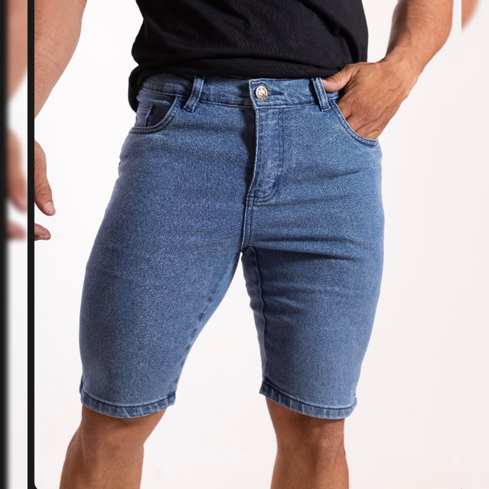 bermuda jeans masculino azul claro marmorizado