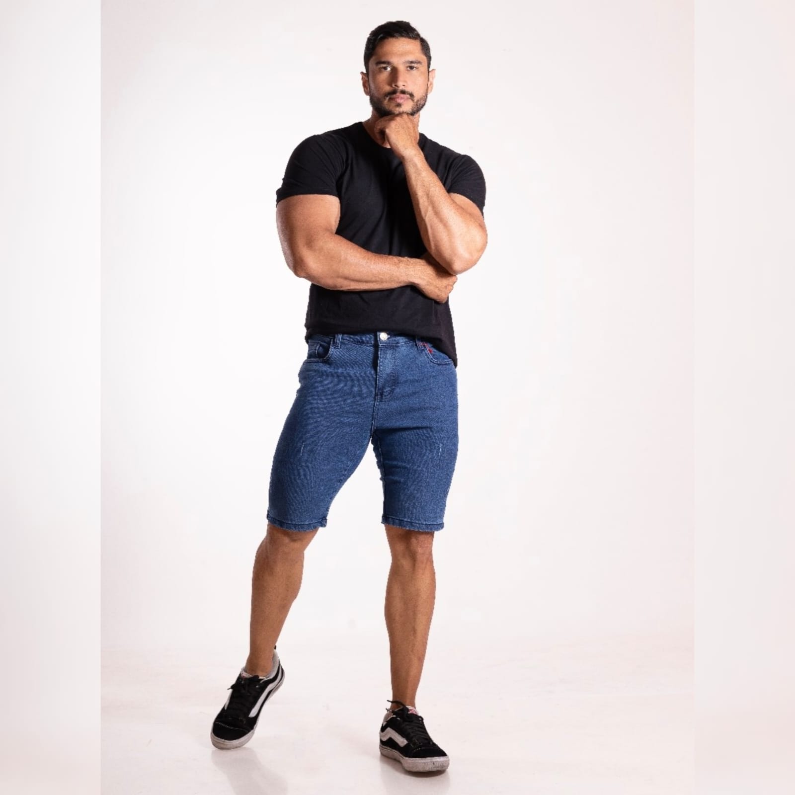 bermuda jeans masculino sky c/palito