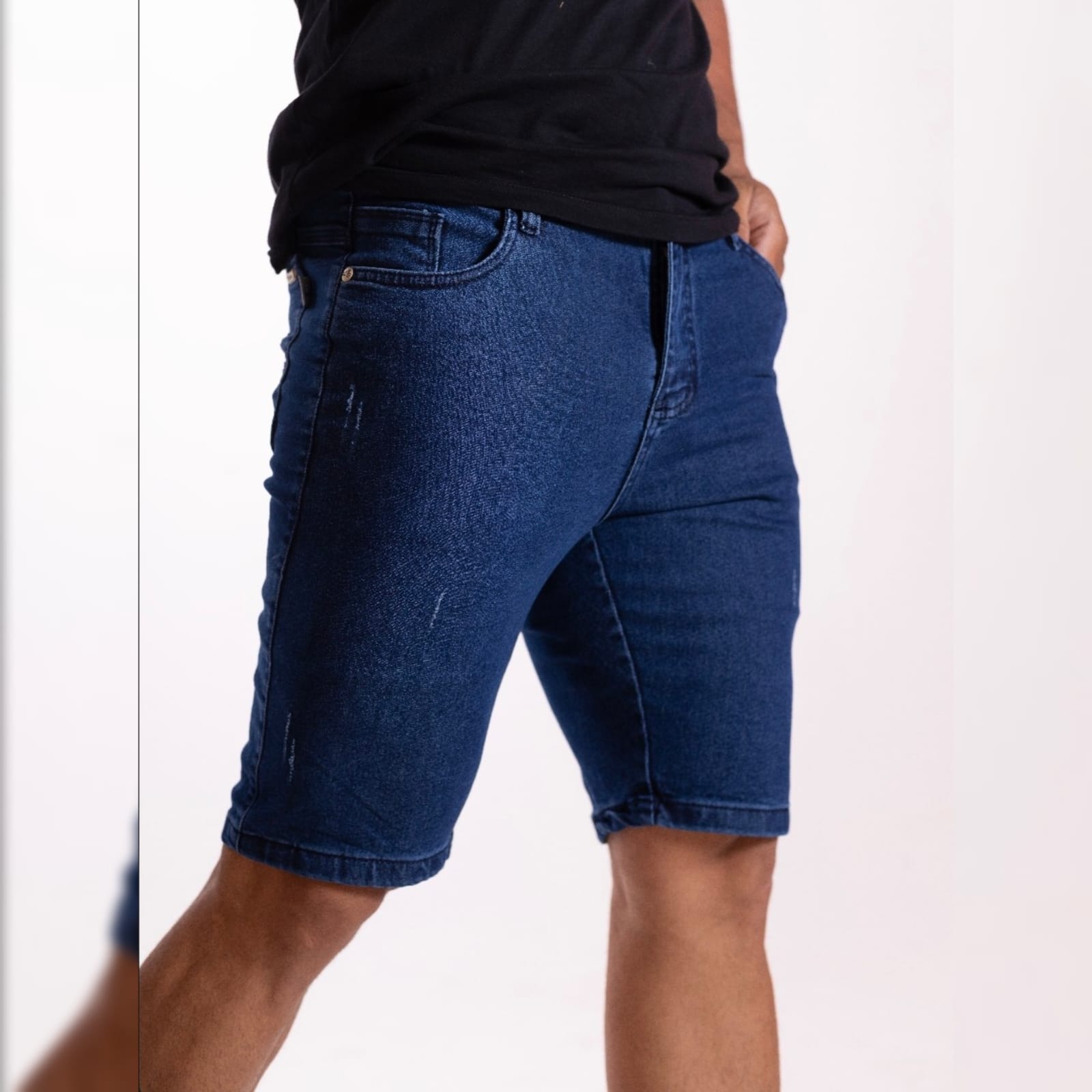 bermuda jeans masculino pô pistolado