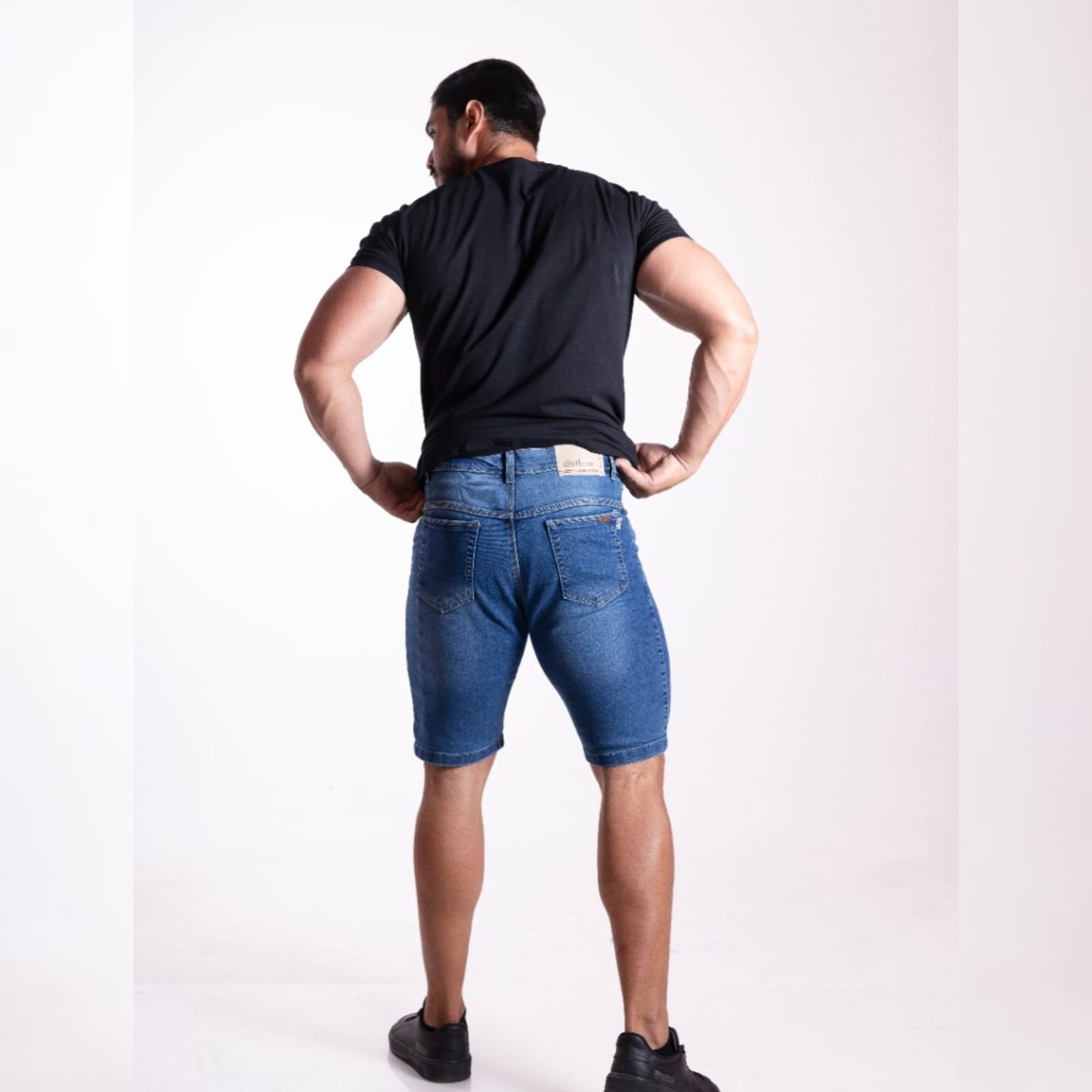 bermuda jeans masculina azul claro