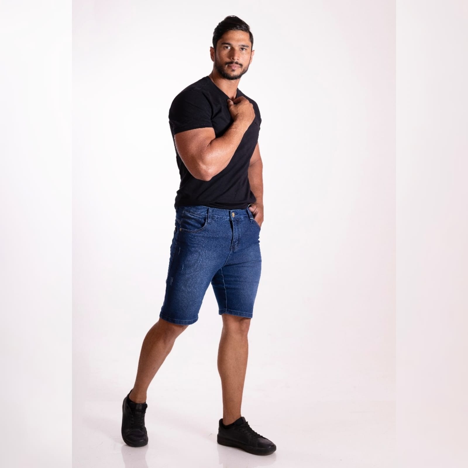 bermuda jeans  masculino pô pistolado puido