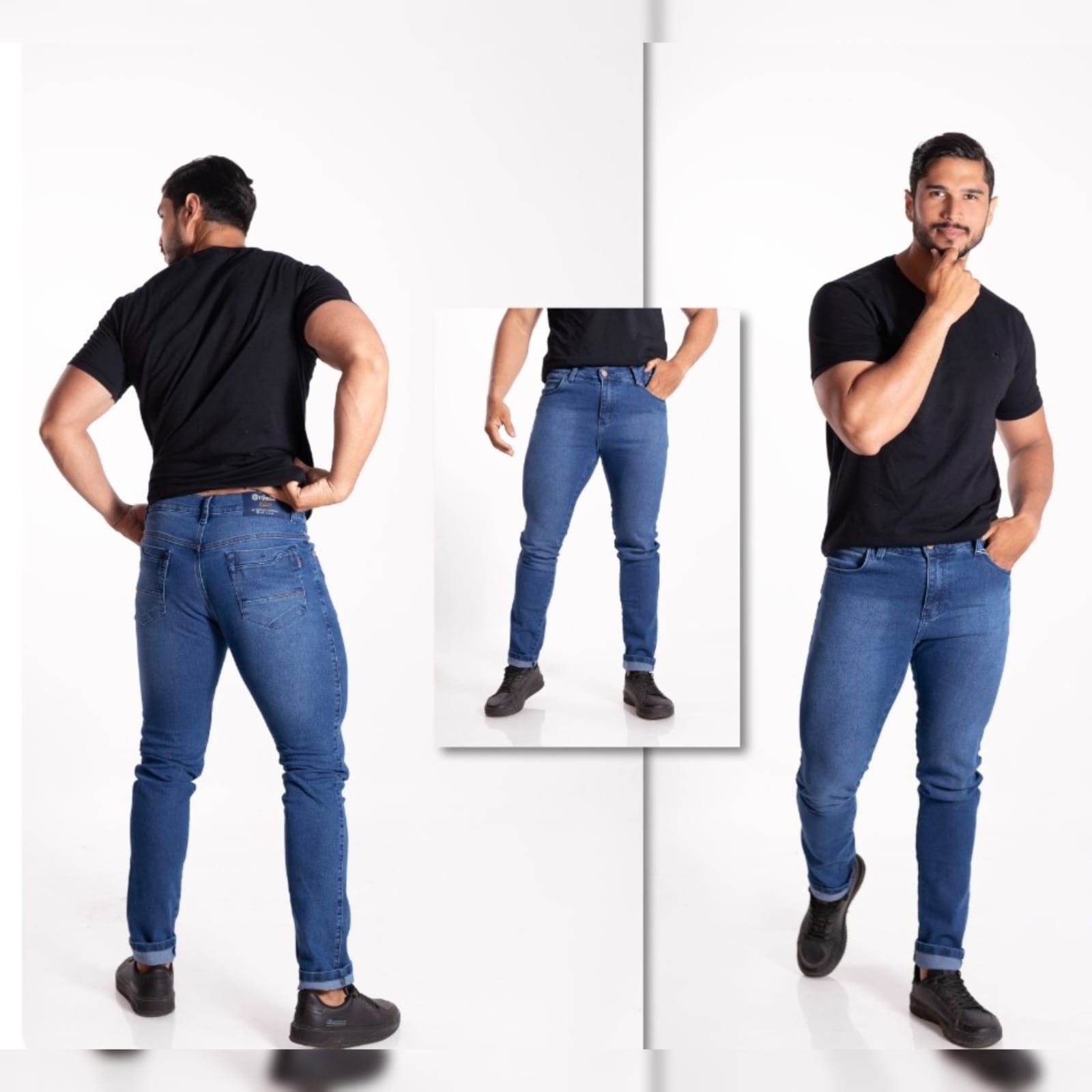 calça jeans masculina azul sky pistolada