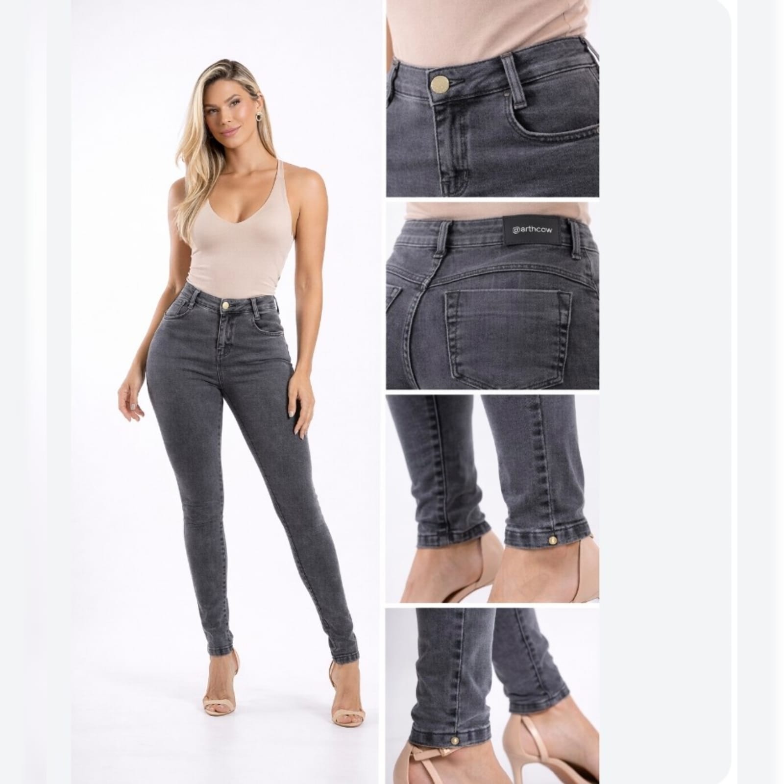 calça jeans feminino preto pistolado