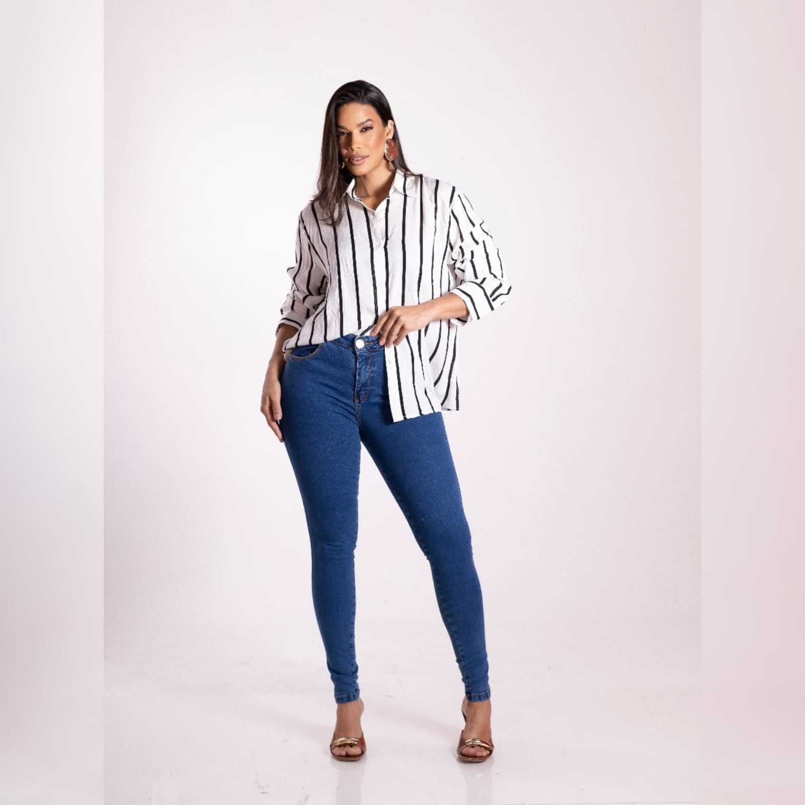 calça jeans azulc/ palito
