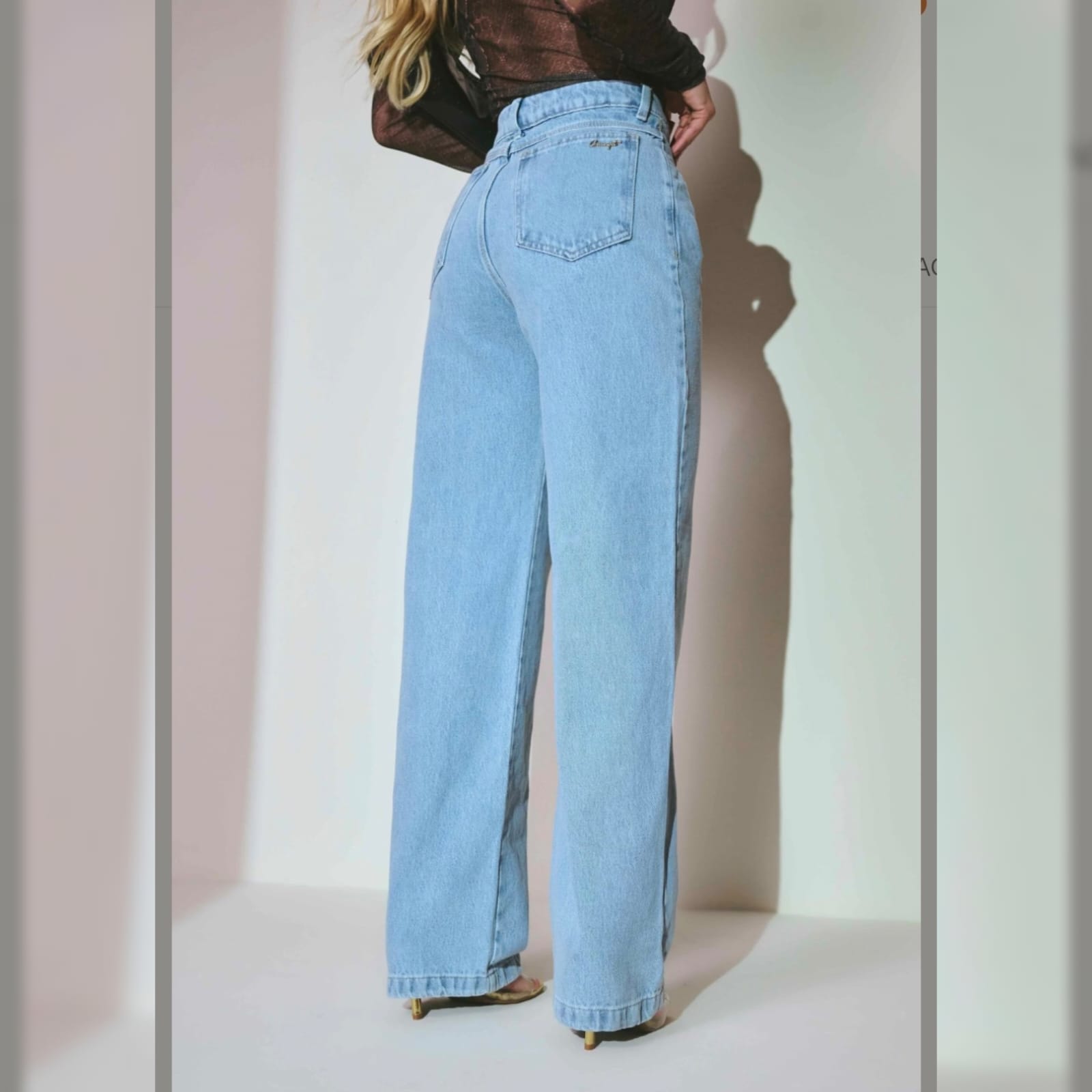 calça feminina wide leg recortes e amarração