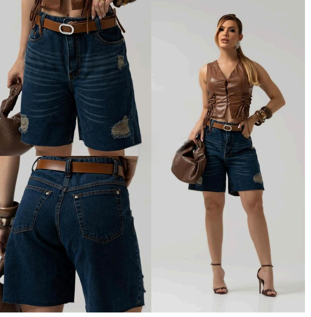 short jeans feminino meia coxa
