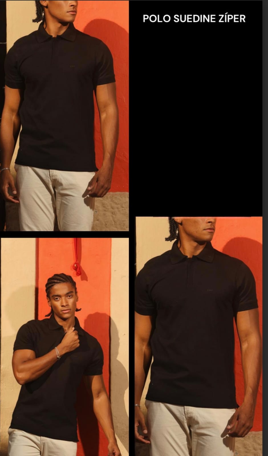 camisa polo suedine com ziper