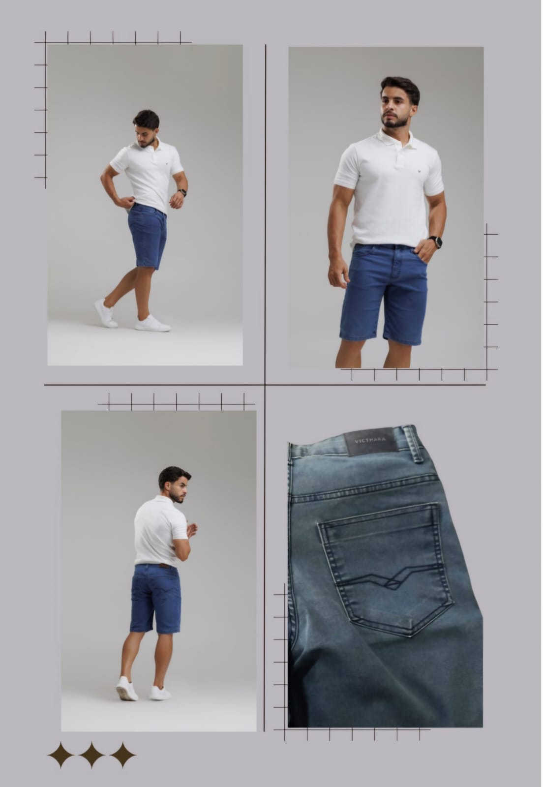 bermuda masculina c/elastano victhara jeans