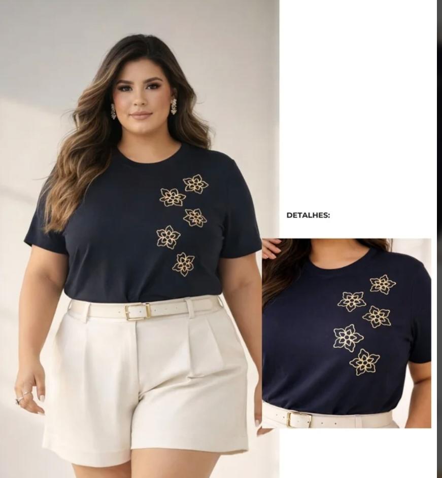 blusa bordada plus size Manoela