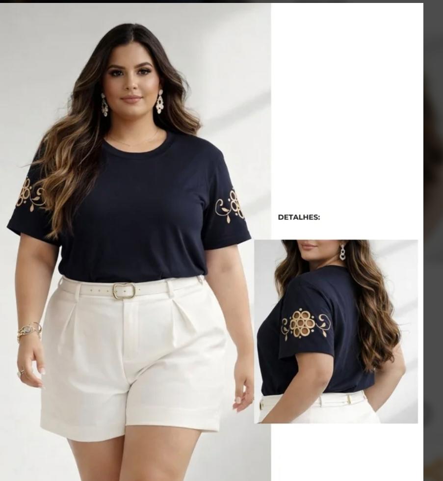 blusa plus size lorena b/manga