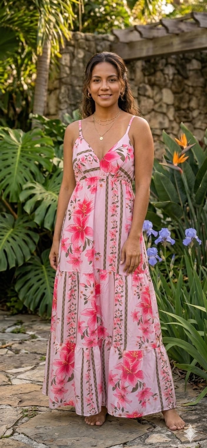vestido longo estampado geyse