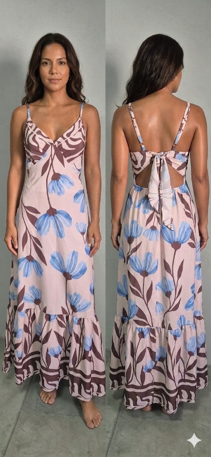 vestido longo estampado juliana