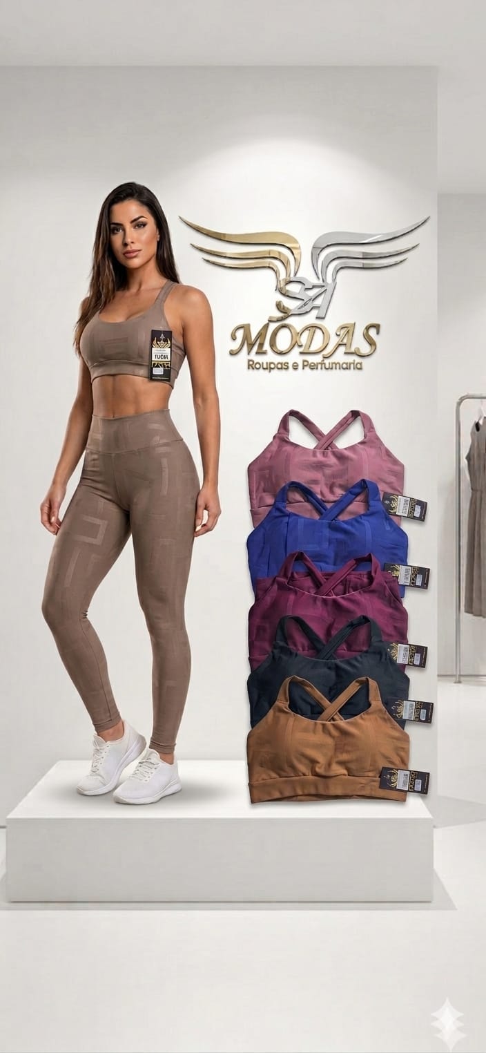 conjunto fitnes calça cropeed L/f