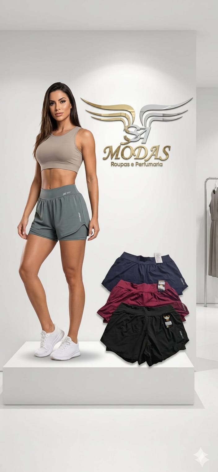 short duplo feminino fitnes 